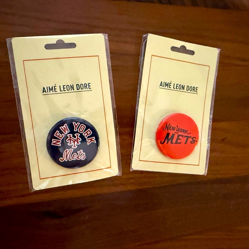 Aime Leon Dore Lot of 2 New York METS Ballpark Button Pins Collectibles New